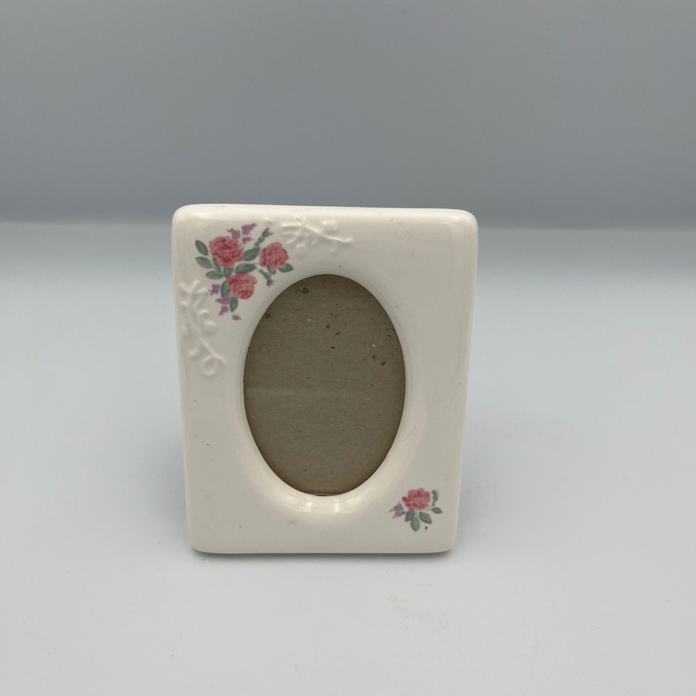 Hallmark Ceramic Photo Frame Oval Rose Floral Design‎ Desktop Display